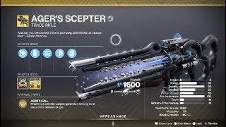 Agers Scepter Exotic Weapon amp Catalyst – Destiny 2 [upl. by Ferneau]