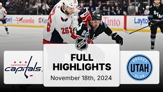 NHL Highlights  Capitals vs Utah Hockey Club  November 18 2024 [upl. by Keane]