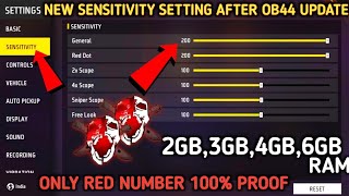 OB44 After Update New Sensitivity Setting In Free Fire  200 Sensitivity For 2GB 3GB 4GB 6GB RAM [upl. by Anglim]