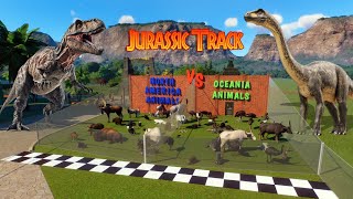 North American Animals VS Oceania Animals Race in Planet Zoo included Kangaroo Puma amp Ostrich [upl. by Anyl]