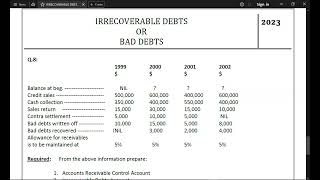 IRRECOVERABLE DEBTS 03 [upl. by Muhcon500]