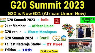 G20 Summits 2023 Current Affairs  G20 Summits 2023 MCQ  G20 2023 Gk  Important Summits 2023 [upl. by Jair]