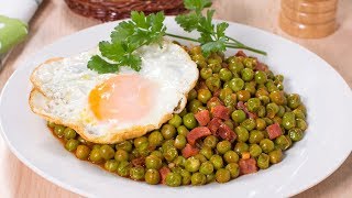 Guisantes con Jamón Serrano y Huevo Frito  Receta Fácil y Rápida para el día a día [upl. by Ede]