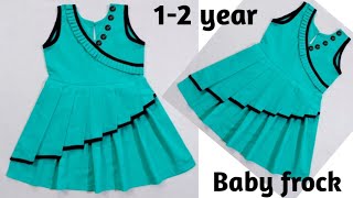 Angrakha style baby frock baby dress 12 year baby frock cutting and stitching [upl. by Hewart]