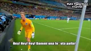 Reazione di Joe Hart dopo la punizione di Andrea Pirlo [upl. by Ymmij]