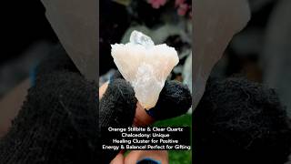 Natural Orange Stillbite amp Clear Quartz with Chalcedony Cluster  Apophyllite Healing Crystals [upl. by Kcirdor]