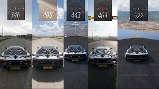 Insane Lamborghini Aventador SVJ Top Speed Tests  Over 500 KmH  Forza Horizon 5 [upl. by Notlrac]