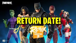 DC SKINS RETURN RELEASE DATE in FORTNITE ITEM SHOP DC Skins Returning Chapter 2 Remix [upl. by Adaven]