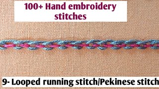 Hand embroidery stitches09Looped running stitch Pekinese running stitch [upl. by Hansel]