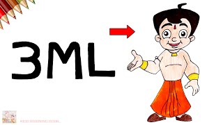 HOW TO DRAW CHHOTA BHEEM FROM 3ML STEP BY STEP FOR KIDS  KIDS DRAWING BOOK [upl. by Faso989]