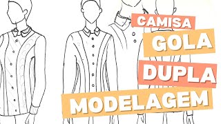 INTERPRETAÇÃO DE MODELO  Modelagem de camisa feminina com gola dupla arredondada [upl. by Ahtnamys897]