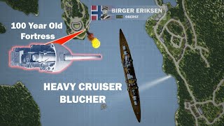 Sinking of Blücher  The Battle of Drøbak Sound Norway Animated [upl. by Mailliw]