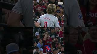 What do you think this fan was saying to Bryce Harper 👀 phillies baseball mlb [upl. by Litt]