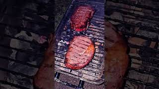 Checkin On Da Steaks grilling steak dinner charcoal woodchips cherrywoodchips [upl. by Anned]