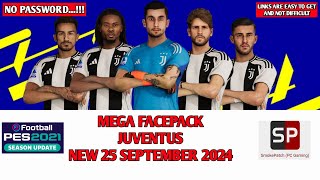 New Mega Facepack Juventus 25 September 2024 Compatible PES 2021 amp Football Life 2024 No Password [upl. by Megen702]