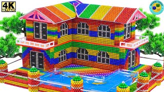 🔴Magnet Challenge  Build DOUBLE VILLA Swimming Pool With ASMR Magnet Balls 🌈🌈🌈 [upl. by Ronen]