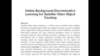 Online Background Discriminative Learning for Satellite Video Object Tracking [upl. by Noizneb]