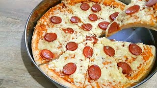 Xəmiri yup yumuşaq Sucuklu pizza tarifi  Пицца с суджуком  Sujuk pizza recipe [upl. by Caressa532]