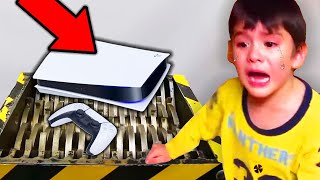 Mom DESTROYS kids ps5 in shredder Fortnite [upl. by Innos955]