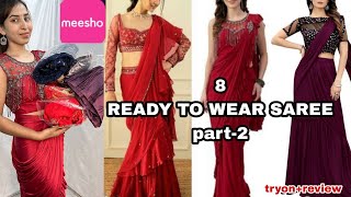 Part2Meesho party wear 1 minute saree haulstylish ready to wear saree collectionTryonreview [upl. by Nyrahs]