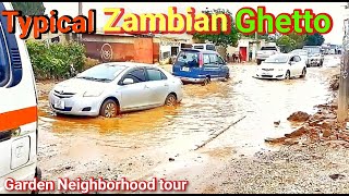 Typical Zambian ghetto Tour part 2  Garden Neighborhood in Lusaka Zambia ghetto slums [upl. by Tillion]