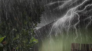 Sleep immediately within 5 minutes with heavy rain amp thunderstorm sounds for sleeping on tile roof [upl. by Aynotak]