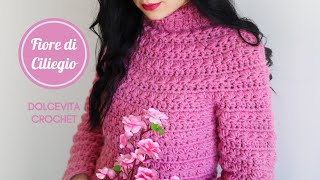 TUTORIAL MAGLIONE ALLUNCINETTO quotFIORE DI CILIEGIOquot [upl. by Deste362]