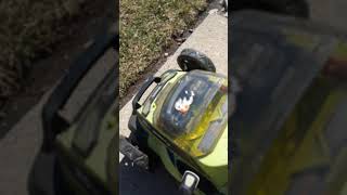 Ryobi 40volt lawn mower with homemade dethatcher blade part 1 [upl. by Enilorak]