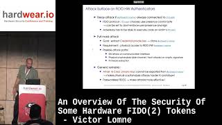 An Overview Of The Security Of Some Hardware FIDO2 Tokens by Victor Lomne [upl. by Oruntha]