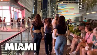 Night in Brickell City Center Miami Saturday June 2024 4k [upl. by Esyli]