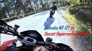 Ducati Hypermotard 1100s vs Yamaha MT07  ONBOARD RAW [upl. by Elagibba]