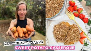 VEGAN SWEET POTATO CASSEROLE 🔥 Low Calorie Density with hidden veggies amp beans [upl. by Htbazile]