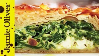 Feta and Spinach Filo Pie  Jamie Oliver [upl. by Ulphiah]