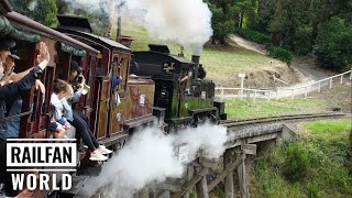 Puffing Billy Railway  Narrow gauge steam heritage railway  Dandenong Ranges Melbourne Australia [upl. by Oyek893]