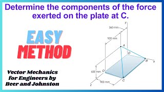 Determine components of the force exerted on the plate at C 3D Force Problems  Engineers Academy [upl. by Femi392]