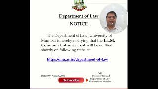 Mumbai University LLM ENTRANCE 20242025 Admission Announced [upl. by Ihcehcu]