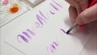 Watercolor Brush Calligraphy Letter M [upl. by Annol]