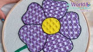 Bordado Fantasía Flor 10  Hand Embroidery Flower with Fantasy Stitch embroidery tutorial [upl. by Rengia]