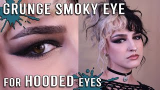 how to do grunge smoky eye for hooded eyes  in depth makeup tutorial [upl. by Kauffmann629]