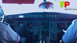 TAP A330 COCKPIT LANDING IN LISBON [upl. by Hameean]