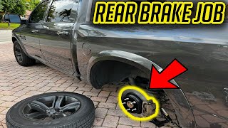 How to Change Rear Brake Pads RAM 1500 With Basic Tools [upl. by Allanson]