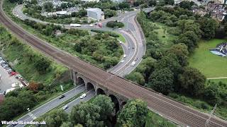 Trains Journey in and out of Watford Junction Station over Bridge  Drone footage [upl. by Abil332]