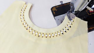 सबसे खूबसूरत और नया Neck Design बनाना सीखें  Beautiful Neck Design with Pearls [upl. by Yllatan]