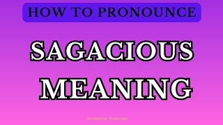 Sagacious Meaning amp Dictionary definitionPronunciation Guide In English [upl. by Annavahs]