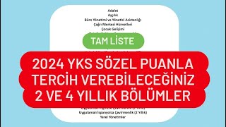 2024 YKS SÃ–ZEL BÃ–LÃœMLER  SÃ–ZELDEN TERCÄ°H VEREBÄ°LECEÄžÄ°NÄ°Z 4 VE 2 YILLIK BÃ–LÃœMLER [upl. by Adora37]