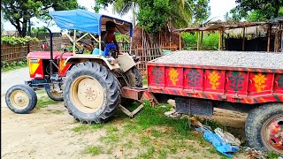 बहुत दिनों बाद फिर से लाए  Eicher 242 tractor is transporting gravel in trolley after a long time [upl. by Anaujat]