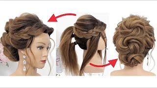 Simple Updo For Long Hair  Hairstyle With Texture Braids And Twists [upl. by Featherstone]