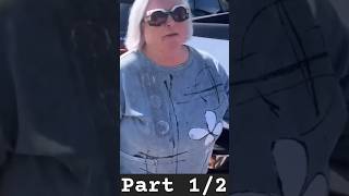 Part 12 of this crazy Karen in the wild attempting to take this guys flag right off his truck [upl. by Ettinger782]