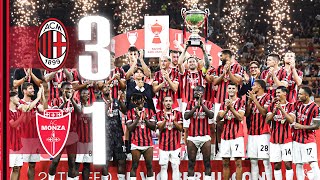 SaelemaekersJovićReijnders for the Trofeo Silvio Berlusconi  AC Milan 31 Monza  Highlights [upl. by Yelac]