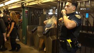 Mass Arrests inside USQ Subway as Protesters Jump Turnstile in Protest of Police Shooting [upl. by Pump]